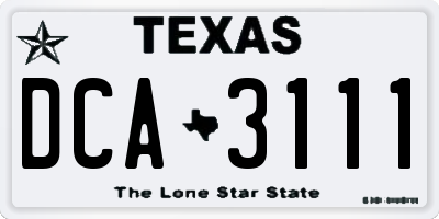 TX license plate DCA3111