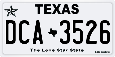 TX license plate DCA3526