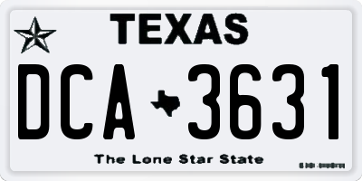 TX license plate DCA3631