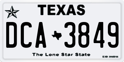 TX license plate DCA3849