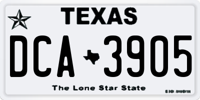 TX license plate DCA3905
