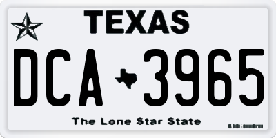 TX license plate DCA3965