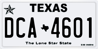 TX license plate DCA4601