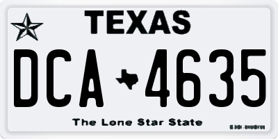 TX license plate DCA4635