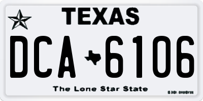 TX license plate DCA6106
