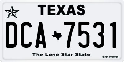 TX license plate DCA7531