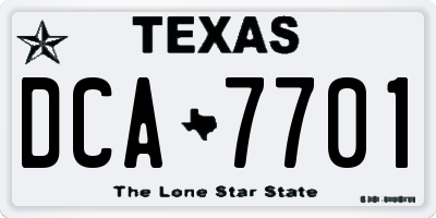 TX license plate DCA7701