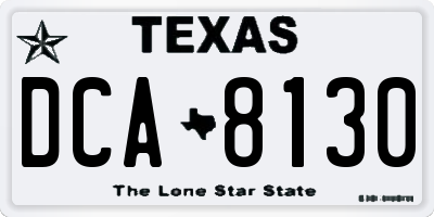 TX license plate DCA8130