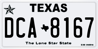 TX license plate DCA8167