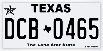 TX license plate DCB0465