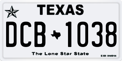 TX license plate DCB1038