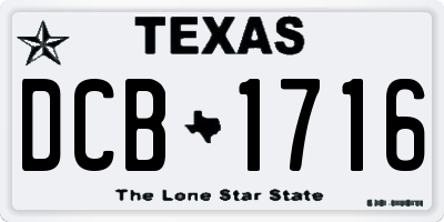 TX license plate DCB1716