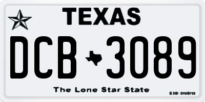 TX license plate DCB3089