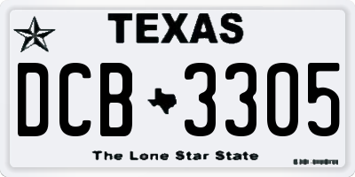 TX license plate DCB3305