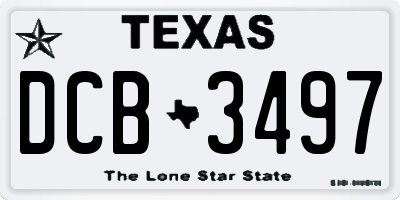 TX license plate DCB3497