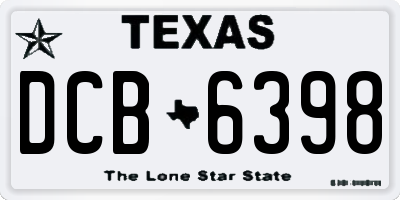 TX license plate DCB6398