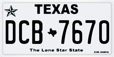 TX license plate DCB7670