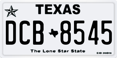 TX license plate DCB8545