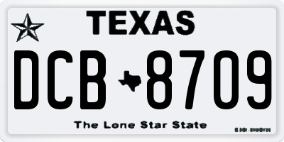 TX license plate DCB8709