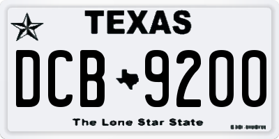 TX license plate DCB9200