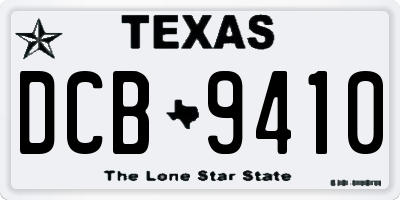TX license plate DCB9410