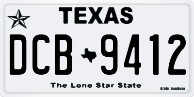 TX license plate DCB9412