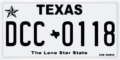 TX license plate DCC0118