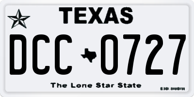 TX license plate DCC0727