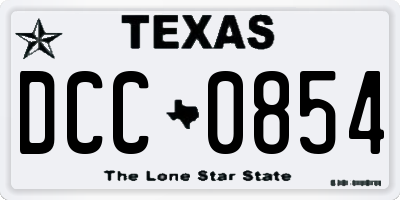 TX license plate DCC0854