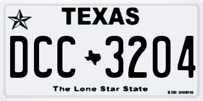 TX license plate DCC3204