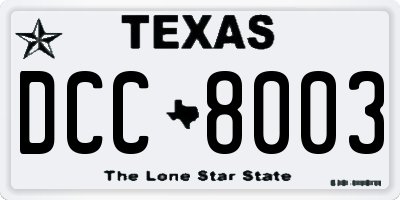 TX license plate DCC8003