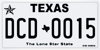 TX license plate DCD0015