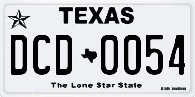 TX license plate DCD0054