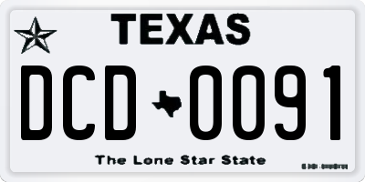 TX license plate DCD0091