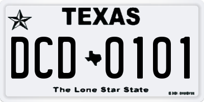 TX license plate DCD0101
