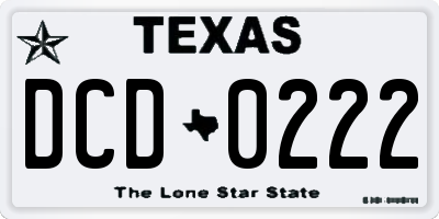 TX license plate DCD0222