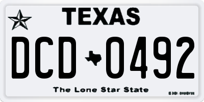 TX license plate DCD0492