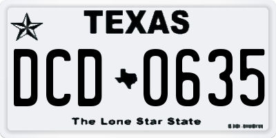 TX license plate DCD0635