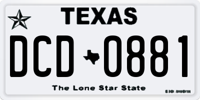 TX license plate DCD0881
