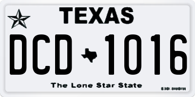TX license plate DCD1016
