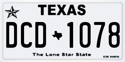 TX license plate DCD1078