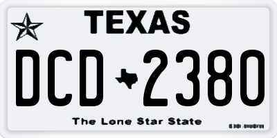TX license plate DCD2380