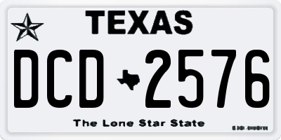 TX license plate DCD2576