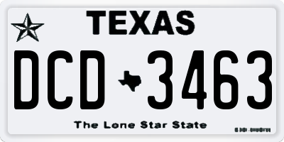 TX license plate DCD3463