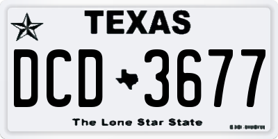 TX license plate DCD3677