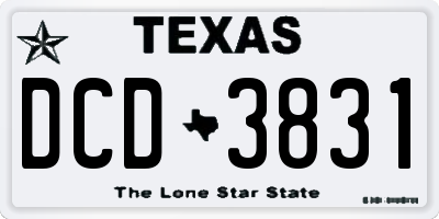 TX license plate DCD3831