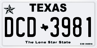 TX license plate DCD3981
