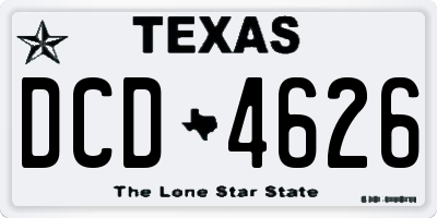 TX license plate DCD4626