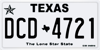 TX license plate DCD4721