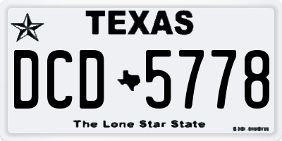 TX license plate DCD5778